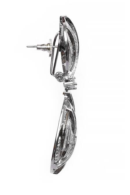 Our Purple Studio_White Stones Embellished Dangler Earrings _Online_at_Aza_Fashions