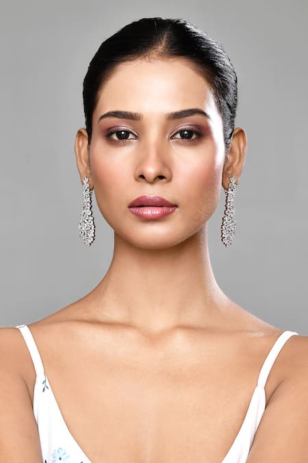 Buy_Our Purple Studio_White Stones Embellished Dangler Earrings _Online_at_Aza_Fashions