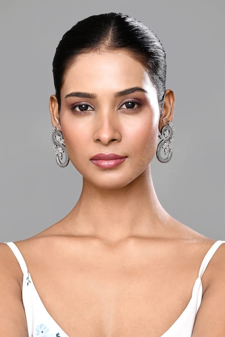 Buy_Our Purple Studio_Silver Plated Stones Work Dangler Earrings _Online_at_Aza_Fashions