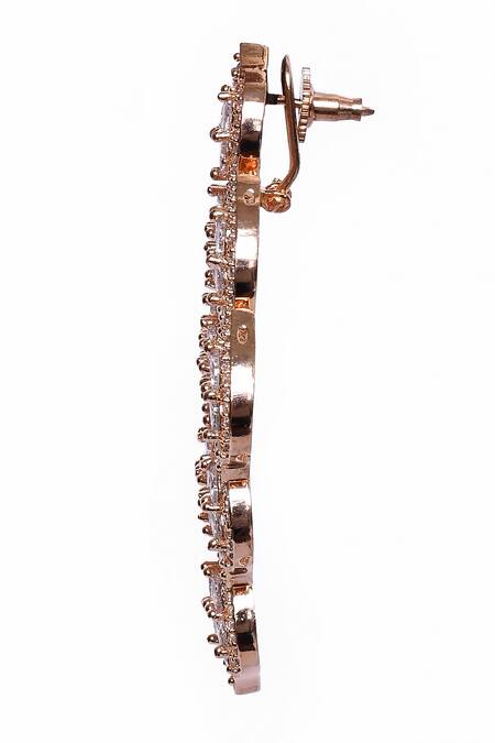 Our Purple Studio_Rose Gold Stones Embellished Dangler Earrings _Online_at_Aza_Fashions