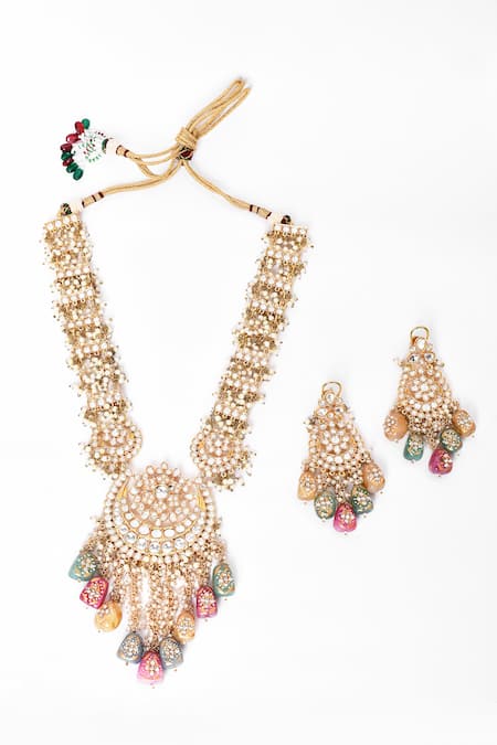 Our Purple Studio Embellished Long Pendant Necklace Set 