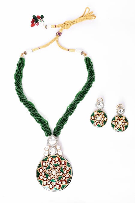 Our Purple Studio Embellished Pendant Necklace Set 