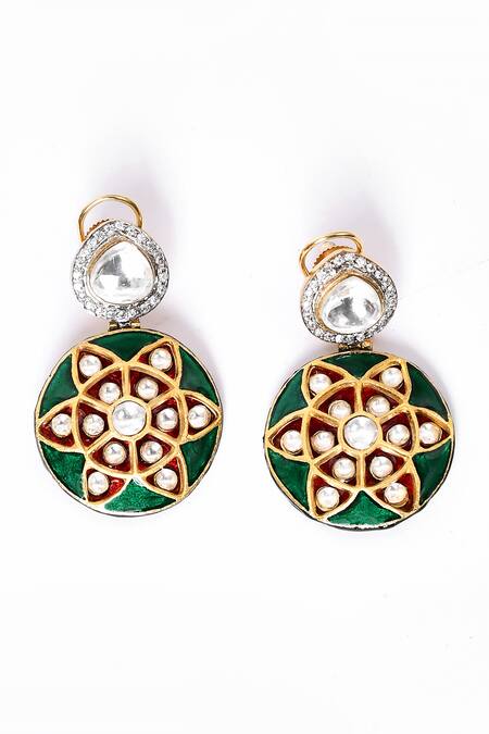 Buy_Our Purple Studio_Gold Plated Crystals, Beads, Stones Embellished Pendant Necklace Set _Online_at_Aza_Fashions