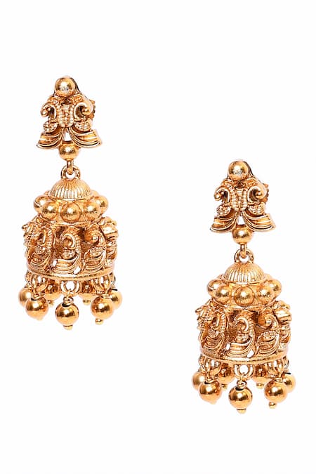 Buy_Our Purple Studio_Gold Plated Stones Carved Embellished Necklace Set_Online_at_Aza_Fashions