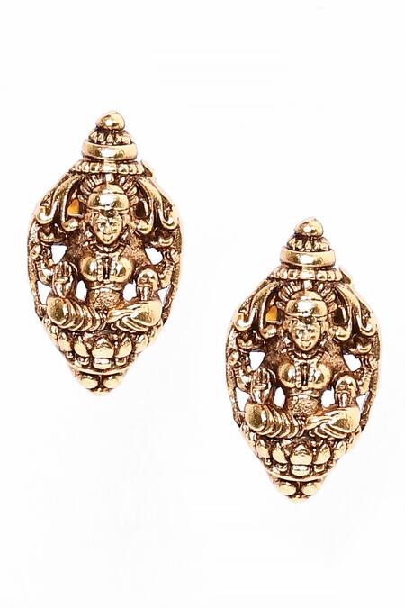 Buy_Our Purple Studio_White Pearls, Stones Carved Circular Unit Temple Necklace Set_Online_at_Aza_Fashions