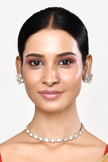 Buy_Our Purple Studio_Gold Plated Stones Embellished Necklace Set _Online_at_Aza_Fashions