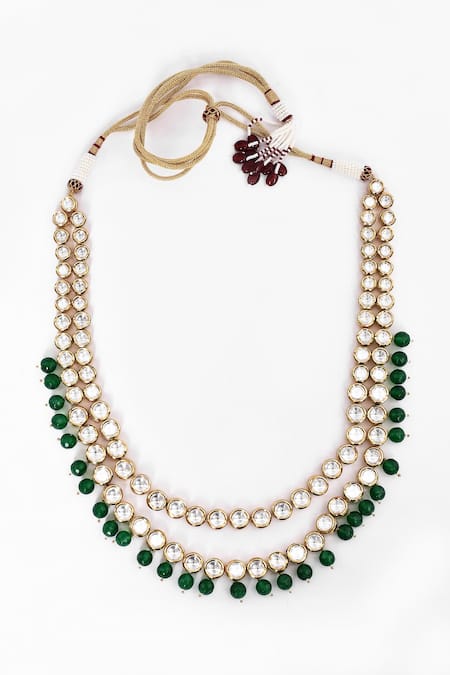 Our Purple Studio_Gold Plated Diamonds, Stones Kundan Embellished Necklace Set _Online_at_Aza_Fashions