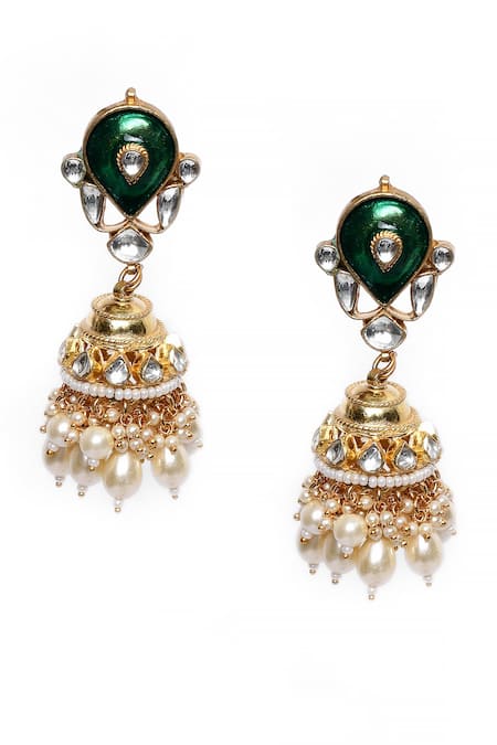 Our Purple Studio_Gold Plated Diamonds, Stones Enamelled Kundan Embellished Necklace Set _Online_at_Aza_Fashions