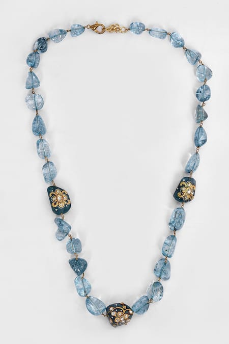 Our Purple Studio Beaded Hand Painted Motif Necklace 