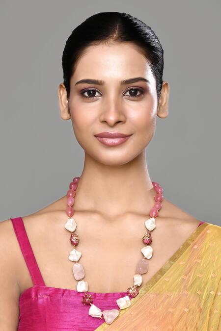 Our Purple Studio_White Stone And Bead Necklace _Online_at_Aza_Fashions