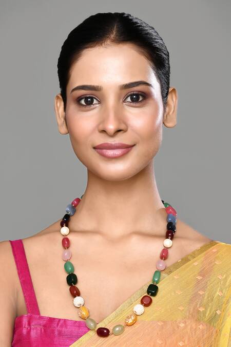 Our Purple Studio_Multi Color Shaped Bead Necklace_Online_at_Aza_Fashions