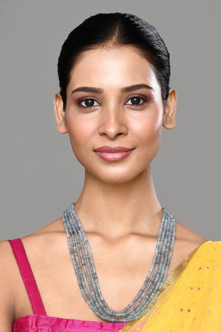 Our Purple Studio_Blue Onyx Bead Multi Strand Necklace _Online_at_Aza_Fashions