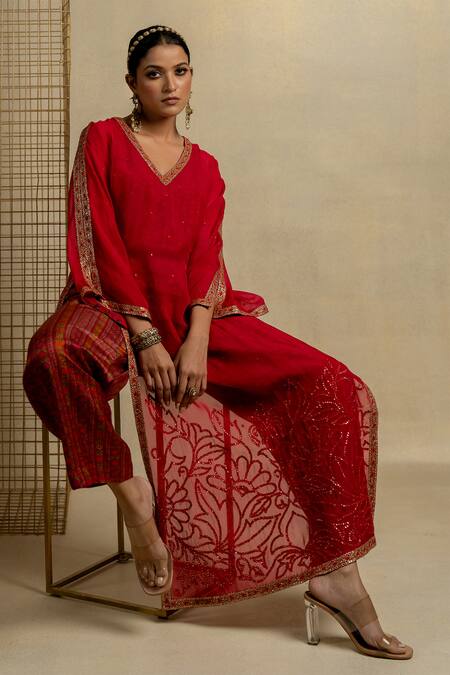 Buy Pooja-Keyur Pink Organza, Cotton Satin Embroidery, Gulal Kurta And Bagh Printed Pant Set Online at Aza Fashions Buy_Pooja-Keyur_Pink Organza, Cotton Satin Embroidery, Gulal Kurta And Bagh Printed Pant Set_Online_at_Aza_Fashions