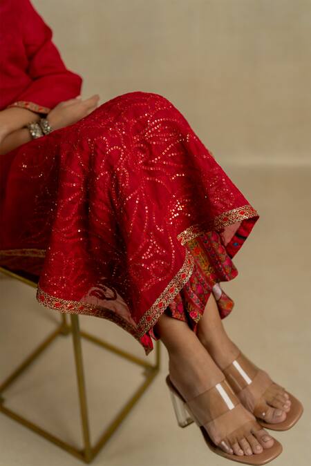 Shop Pooja-Keyur Pink Organza, Cotton Satin Embroidery, Gulal Kurta And Bagh Printed Pant Set Online at Aza Fashions Shop_Pooja-Keyur_Pink Organza, Cotton Satin Embroidery, Gulal Kurta And Bagh Printed Pant Set_Online_at_Aza_Fashions