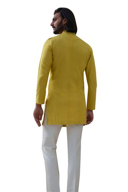 Buy_Amrit Dawani_Green Cotton, Silk Embroidery Bullian Leaf Motif Kurta With Trouser 