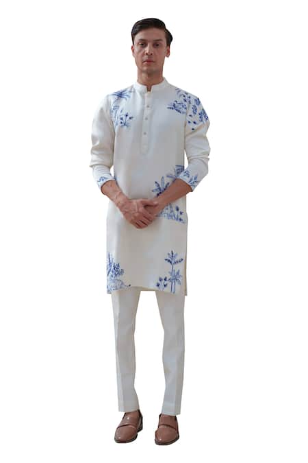 Buy Amrit Dawani Ivory Cotton, Silk Embroidery Wild Woods Hand Painted Kurta With Trouser Online at Aza Fashions Buy_Amrit Dawani_Ivory Cotton, Silk Embroidery Wild Woods Hand Painted Kurta With Trouser _Online_at_Aza_Fashions