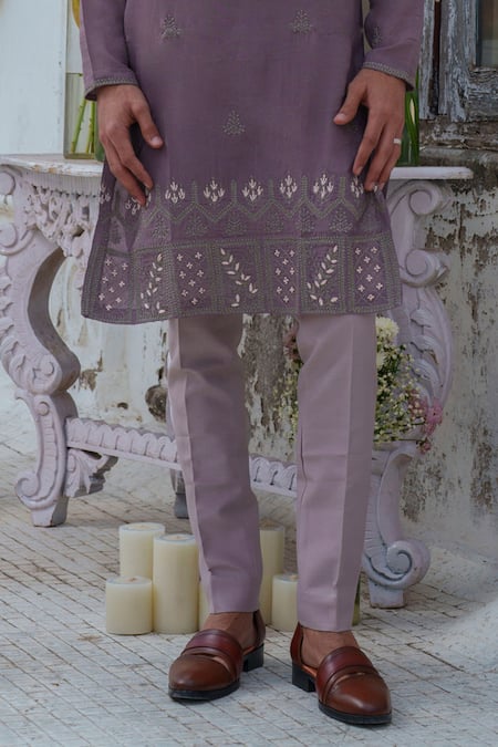 Amrit Dawani Purple Muslin, Silk, Cotton Beads Mughal Bahar Embroidered Kurta With Trouser Online at Aza Fashions Amrit Dawani_Purple Muslin, Silk, Cotton Beads Mughal Bahar Embroidered Kurta With Trouser _Online_at_Aza_Fashions