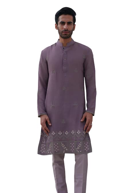 Buy Amrit Dawani Purple Muslin, Silk, Cotton Beads Mughal Bahar Embroidered Kurta With Trouser Online at Aza Fashions Buy_Amrit Dawani_Purple Muslin, Silk, Cotton Beads Mughal Bahar Embroidered Kurta With Trouser _Online_at_Aza_Fashions