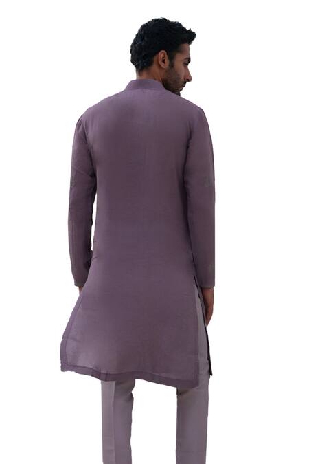 Amrit Dawani Purple Muslin, Silk, Cotton Beads Mughal Bahar Embroidered Kurta With Trouser at Aza Fashions Amrit Dawani_Purple Muslin, Silk, Cotton Beads Mughal Bahar Embroidered Kurta With Trouser _at_Aza_Fashions