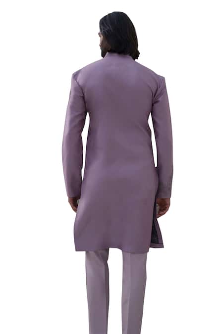 Amrit Dawani_Purple Cotton, Silk Embroidery Blossom Kurta With Trouser _at_Aza_Fashions