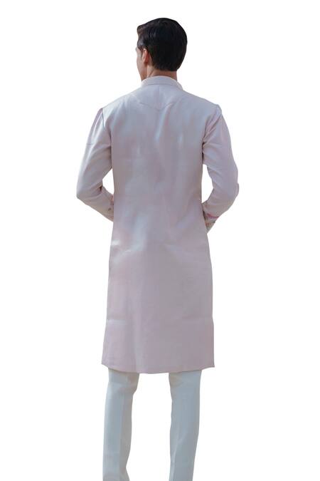 Shop Amrit Dawani Pink Cotton, Silk Embroidery Garden Bloom Kurta With Trouser Shop_Amrit Dawani_Pink Cotton, Silk Embroidery Garden Bloom Kurta With Trouser