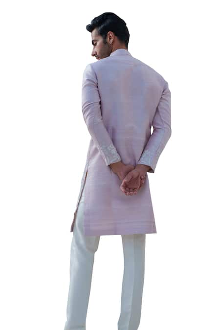 Amrit Dawani Pink Cotton, Silk Embroidery Flora Kurta With Trouser at Aza Fashions Amrit Dawani_Pink Cotton, Silk Embroidery Flora Kurta With Trouser _at_Aza_Fashions