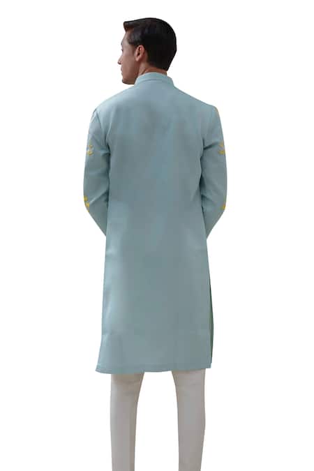 Buy Amrit Dawani Blue Cotton, Silk Embroidery Persian Fleur Kurta With Trouser Online at Aza Fashions Buy_Amrit Dawani_Blue Cotton, Silk Embroidery Persian Fleur Kurta With Trouser _Online_at_Aza_Fashions