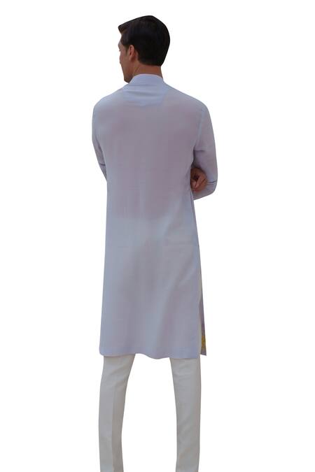 Amrit Dawani Blue Muslin, Cotton, Silk Beads Helix Bloom Embroidered Kurta With Trouser at Aza Fashions Amrit Dawani_Blue Muslin, Cotton, Silk Beads Helix Bloom Embroidered Kurta With Trouser _at_Aza_Fashions