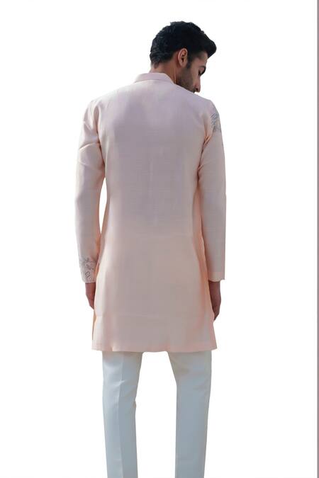 Buy_Amrit Dawani_Peach Cotton Embroidery Animal Hand Painted Kurta Set 