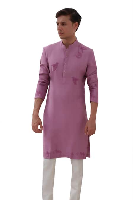 Shop Amrit Dawani Purple , Satin Beads Bird Placement Embroidered Kurta Set Online at Aza Fashions Shop_Amrit Dawani_Purple , Satin Beads Bird Placement Embroidered Kurta Set _Online_at_Aza_Fashions