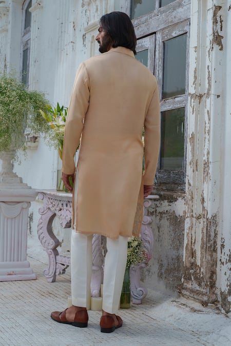 Shop_Amrit Dawani_Beige Modal, Silk, Cotton Beads Embroidered Kurta Set _at_Aza_Fashions