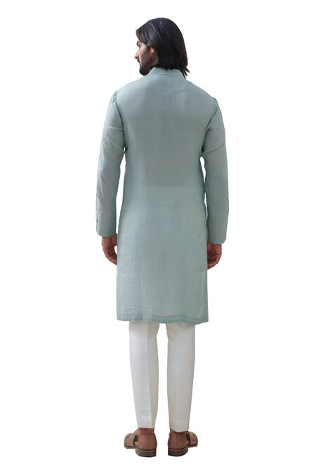 Amrit Dawani Green Muslin, Cotton Satin, Cotton, Silk Embroidery Animal Placement Kurta Set at Aza Fashions Amrit Dawani_Green Muslin, Cotton Satin, Cotton, Silk Embroidery Animal Placement Kurta Set _at_Aza_Fashions