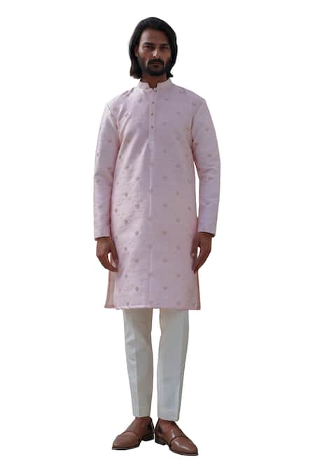 Buy Amrit Dawani Pink Silk, Cotton Embroidery Kurta Set Online at Aza Fashions Buy_Amrit Dawani_Pink Silk, Cotton Embroidery Kurta Set _Online_at_Aza_Fashions