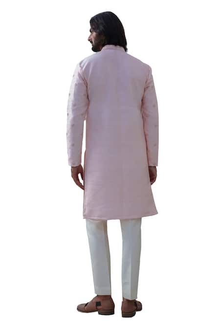 Amrit Dawani Pink Silk, Cotton Embroidery Kurta Set at Aza Fashions Amrit Dawani_Pink Silk, Cotton Embroidery Kurta Set _at_Aza_Fashions