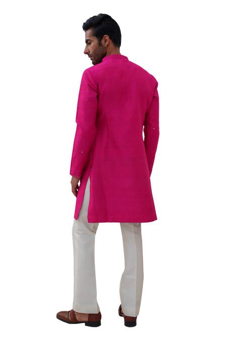 Amrit Dawani Pink Silk, Cotton, Modal Embroidery Mirror Work Kurta Set With Stole at Aza Fashions Amrit Dawani_Pink Silk, Cotton, Modal Embroidery Mirror Work Kurta Set With Stole _at_Aza_Fashions