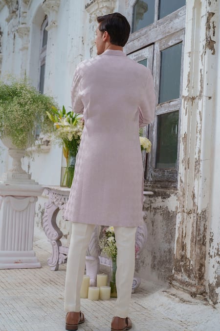 Shop Amrit Dawani Purple Chanderi, Cotton, Silk Textured Kurta Set at Aza Fashions Shop_Amrit Dawani_Purple Chanderi, Cotton, Silk Textured Kurta Set _at_Aza_Fashions