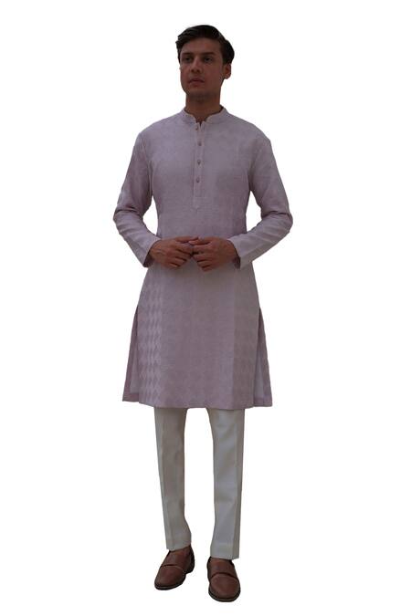 Amrit Dawani Purple Chanderi, Cotton, Silk Textured Kurta Set Online at Aza Fashions Amrit Dawani_Purple Chanderi, Cotton, Silk Textured Kurta Set _Online_at_Aza_Fashions