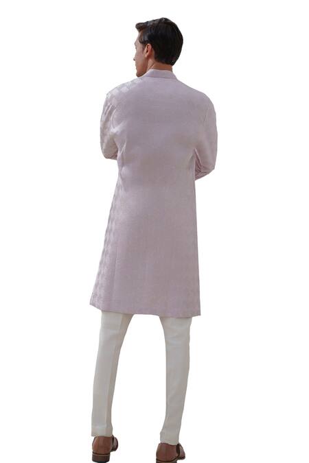 Shop Amrit Dawani Purple Chanderi, Cotton, Silk Textured Kurta Set Online at Aza Fashions Shop_Amrit Dawani_Purple Chanderi, Cotton, Silk Textured Kurta Set _Online_at_Aza_Fashions