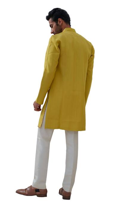 Buy_Amrit Dawani_Green , Satin Zari Zardozi Placement Embroidered Kurta Set 