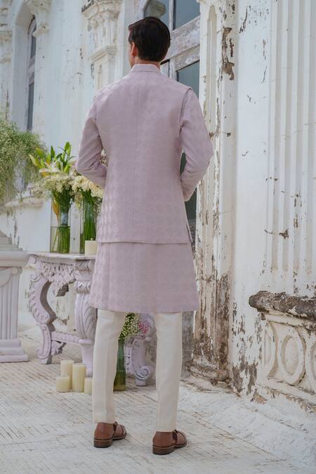Amrit Dawani Textured Purple Bundi & Kurta Set 
