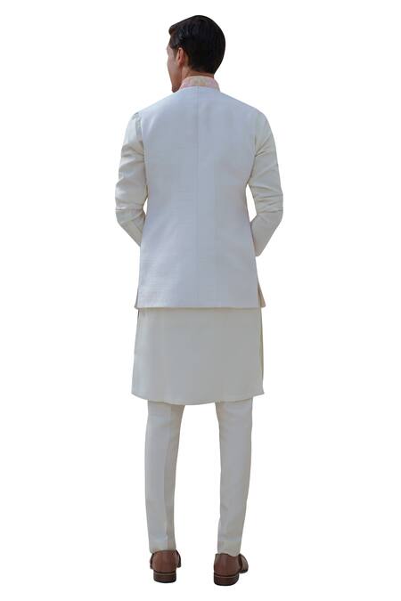 Amrit Dawani_Multi Color Silk, Cotton Beads Embroidered Bundi And Kurta Set _at_Aza_Fashions