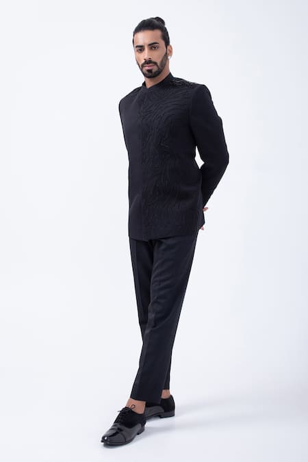 Buy Kaka Calcutta Black Beads Embellished Bandhgala With Pant Online at Aza Fashions Buy_Kaka Calcutta_Black Beads Embellished Bandhgala With Pant _Online_at_Aza_Fashions