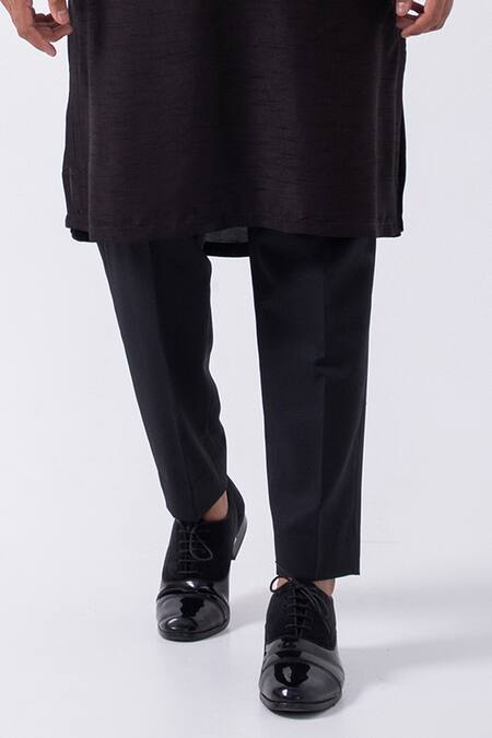 Kaka Calcutta Black Bamboo, Cotton, Silk Mirrors Embellished Kurta With Pyjama Online at Aza Fashions Kaka Calcutta_Black Bamboo, Cotton, Silk Mirrors Embellished Kurta With Pyjama _Online_at_Aza_Fashions