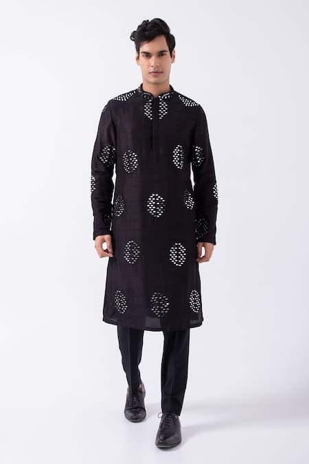 KAKA CALCUTTA Circular Mirror Embellished Kurta With Pyjama 