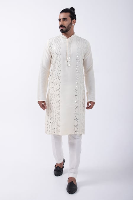 KAKA CALCUTTA Wave Mirror Embellished Kurta With Pyjama 