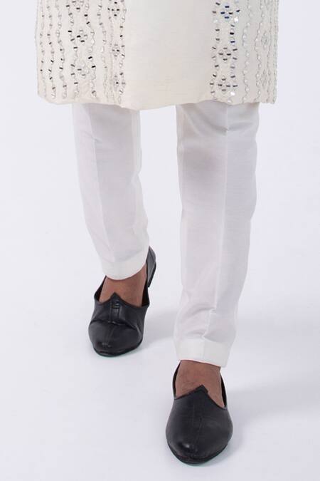 Buy Kaka Calcutta Ivory Bamboo, Cotton, Silk Mirrors Wave Embellished Kurta With Pyjama Online at Aza Fashions Buy_Kaka Calcutta_Ivory Bamboo, Cotton, Silk Mirrors Wave Embellished Kurta With Pyjama _Online_at_Aza_Fashions