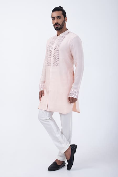 KAKA CALCUTTA Mirror Embellished Placket Kurta With Pyjama 