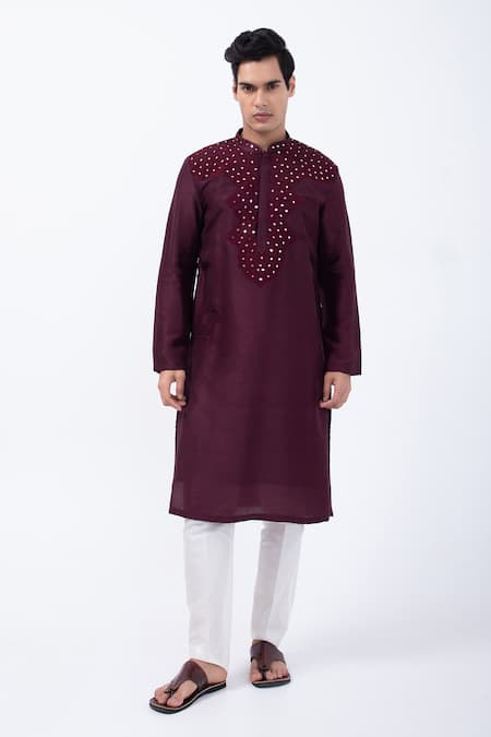 KAKA CALCUTTA Mirror Threadwork Kurta With Pyjama 