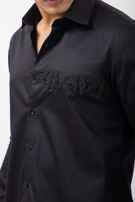 Buy Kaka Calcutta Black Gingham Beads Embellished Shirt Online at Aza Fashions Buy_Kaka Calcutta_Black Gingham Beads Embellished Shirt _Online_at_Aza_Fashions