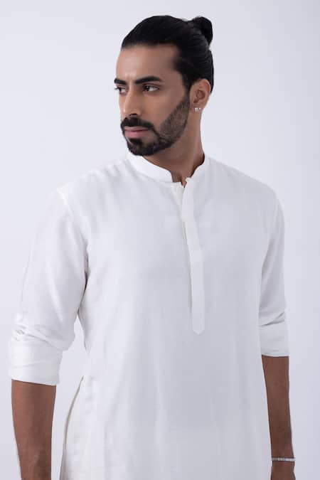 Buy Kaka Calcutta Ivory Bamboo, Cotton, Silk Plain Kurta And Pyjama Set Online at Aza Fashions Buy_Kaka Calcutta_Ivory Bamboo, Cotton, Silk Plain Kurta And Pyjama Set _Online_at_Aza_Fashions